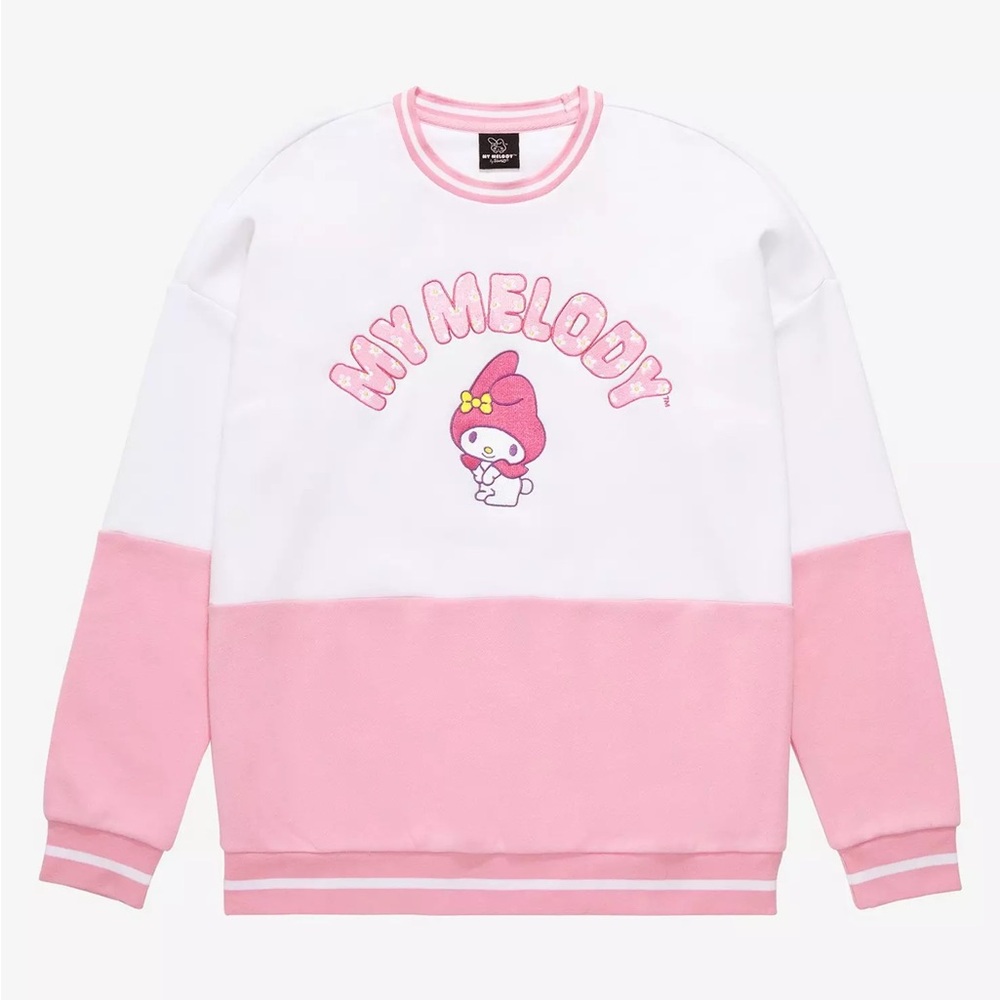 Sanrio My Melody Embroidered Panel Crewneck - BoxLunch Exclusive